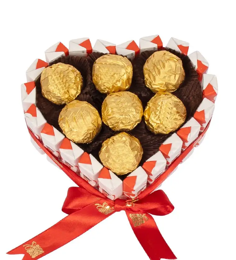 Kinder Kaplı Kalp Gold Fındıklı Çikolata v1 - Kastamonu çiçek siparişi