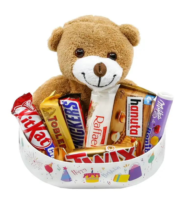 Peluş&Çikolatalı Happy Birthday Kutu (Peluş Seçenekli) - Kastamonu çiçek siparişi