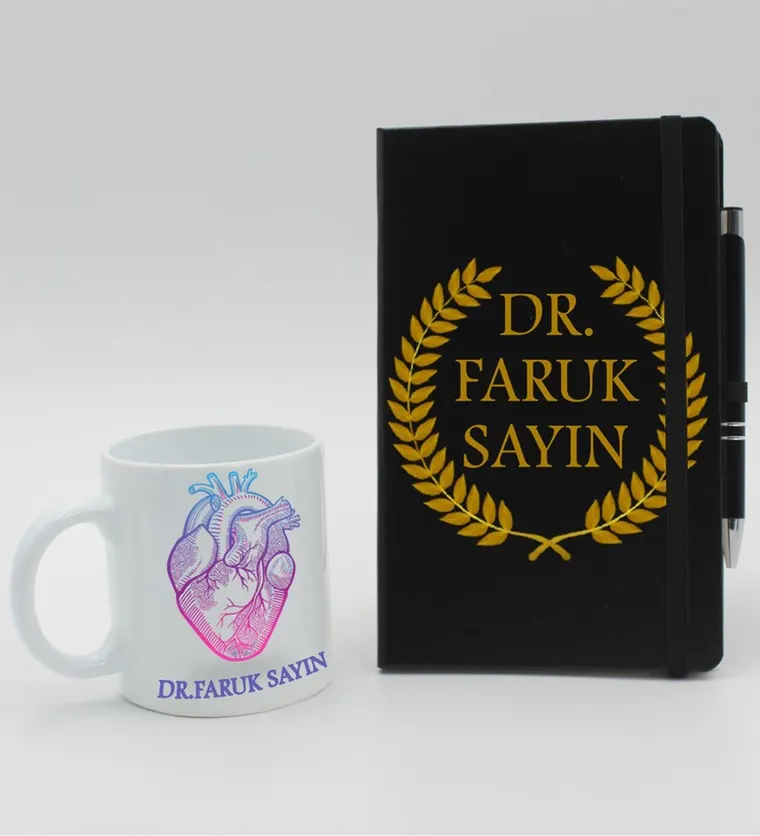 14 Mart Tıp Bayramı - Sağlık Çalışanlarına Özel Baskılı Ajanda Defter & Beyaz Kupa & Tükenmez Kalem Hediye Seti - Karaman çiçek siparişi