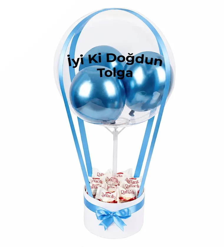Balonlu Raffaello Çikolatalı Beyaz Kutu - Iğdır çiçek siparişi