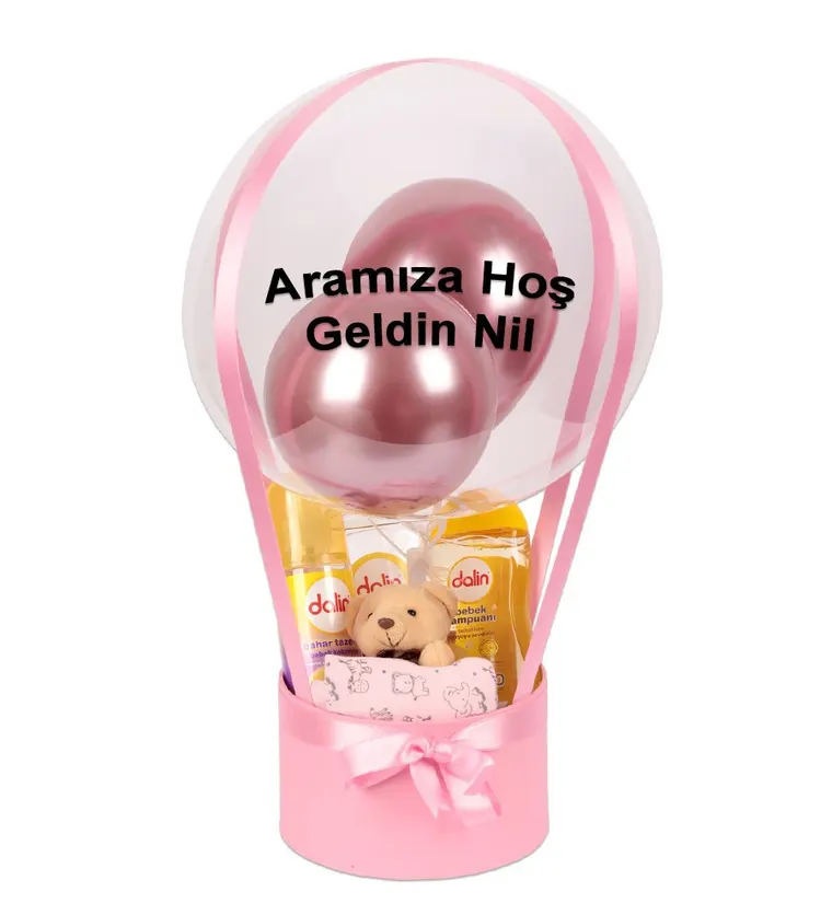 Balonlu Yeni Bebek Kutusu Pembe - Bartın çiçek siparişi