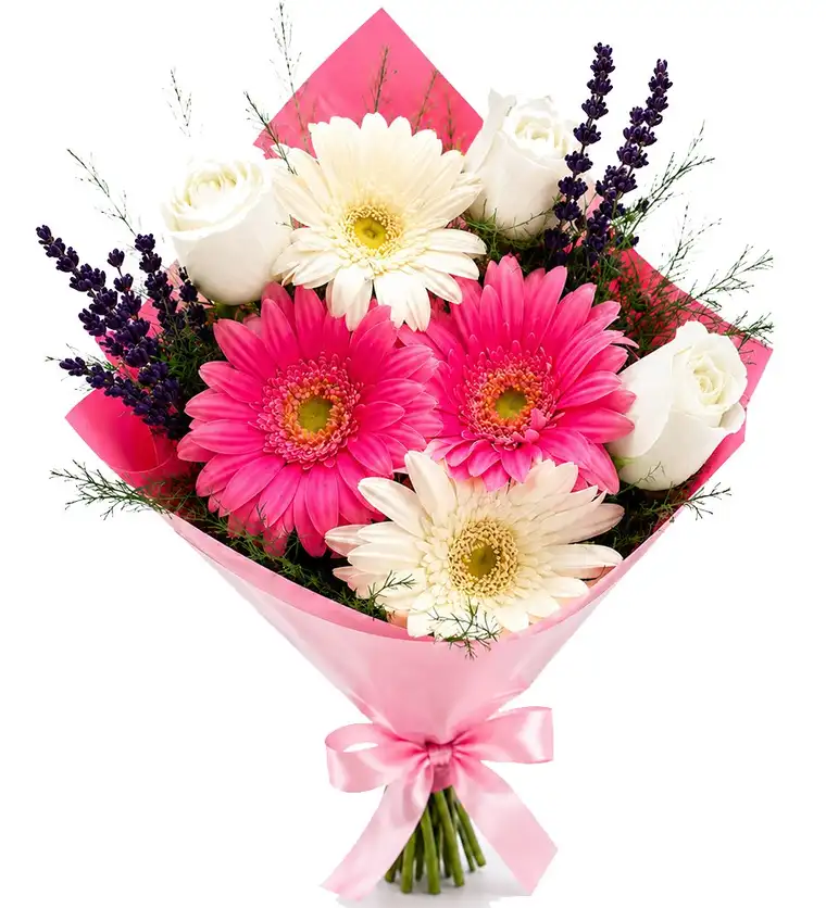 Beyaz Gül ve Gerbera Buketi - Ağrı çiçek siparişi