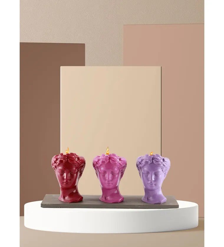 Doğal Soya Wax 3'lü Helen Büst Mum - Pembe - Bitlis çiçek siparişi