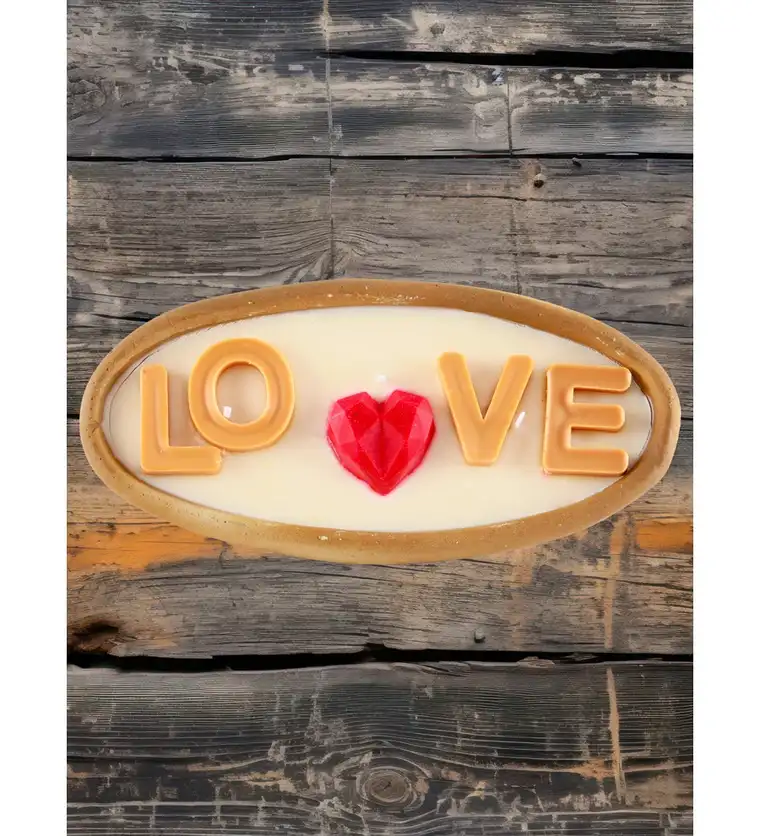 Doğal Soya Wax Dekoratif Saksıda Love Kalpli Mum - Bitlis çiçek siparişi