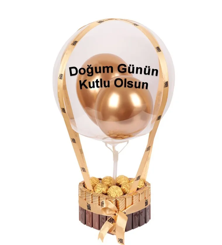Kalp Golden Merci Serisi Balonlu Gold Fındıklı Çikolata - Aksaray çiçek siparişi
