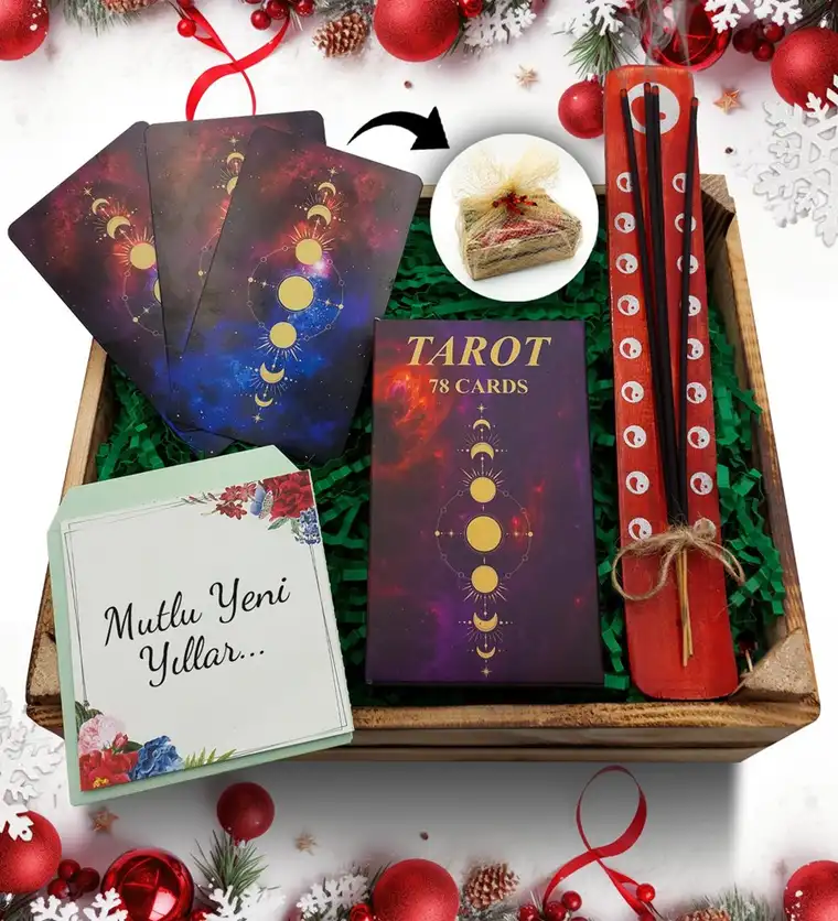 Kasa İçerisinde Tarot Kartları & Çubuk Tütsü Hediye Seti - Karabük çiçek siparişi