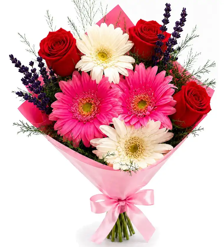 Kırmızı Gül ve Gerbera Buketi - Ağrı çiçek siparişi