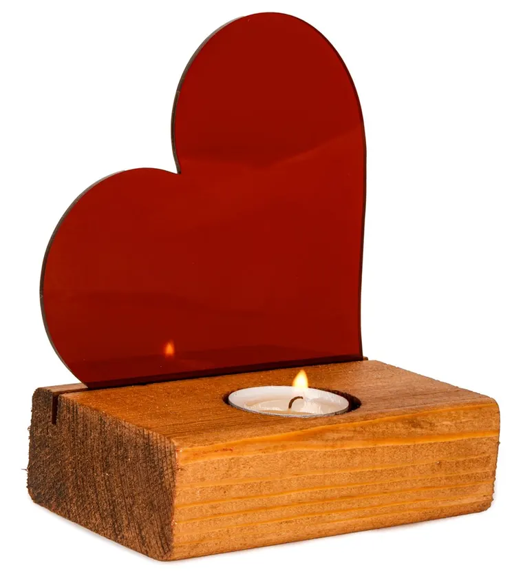 Kırmızı Kalpli Pleksi Küçük Tealight Mum - Bitlis çiçek siparişi