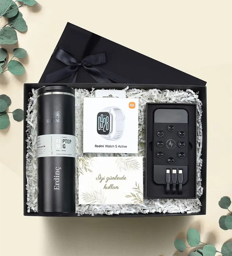 Kişiye Özel Stanley Termos Akıllı Saat Powerbank Premium Hediye Seti - Bitlis çiçek siparişi