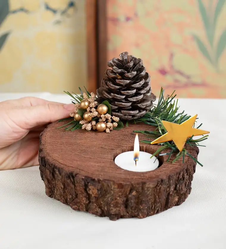 Kütük Dekoratif Tekli Tealight Mum - Bitlis çiçek siparişi