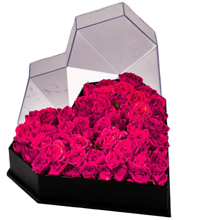 Love Box - Kalp Kutuda Fuşya Mini Gül Tasarım - Iğdır çiçek siparişi