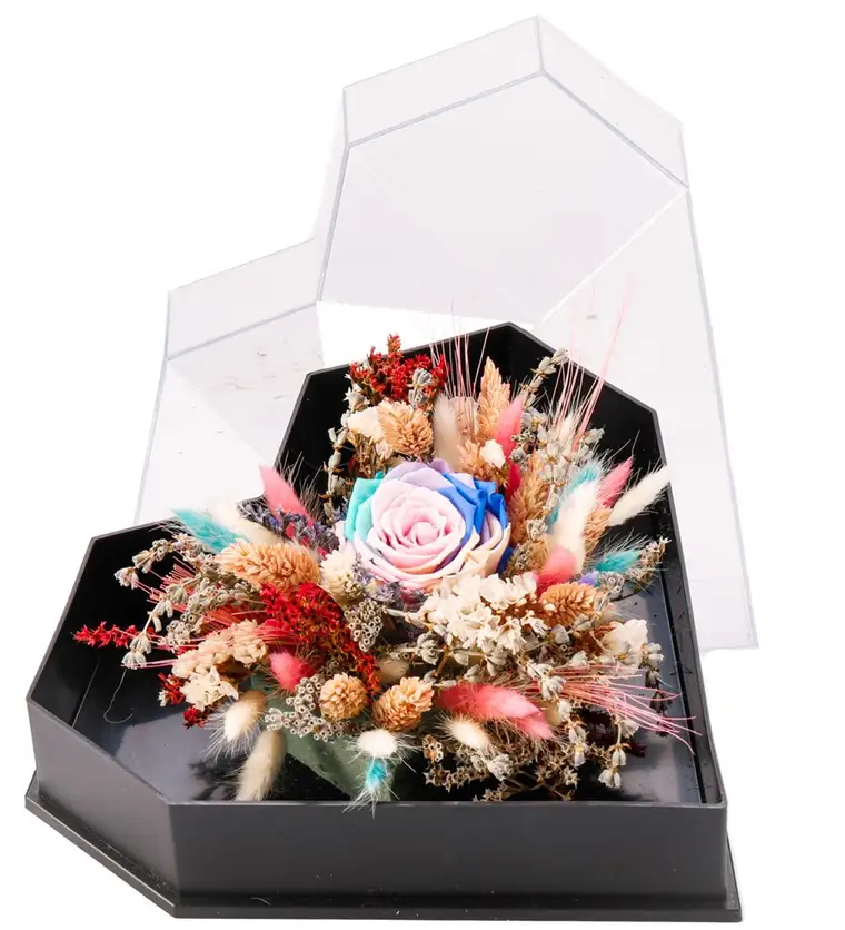 Love Box - Kalp Kutuda Light Rainbow Solmayan Gül Tasarım - Aksaray çiçek siparişi
