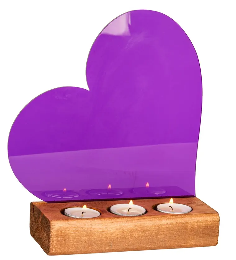 Mor Kalpli Pleksi 3'lü Tealight Mum - Bitlis çiçek siparişi