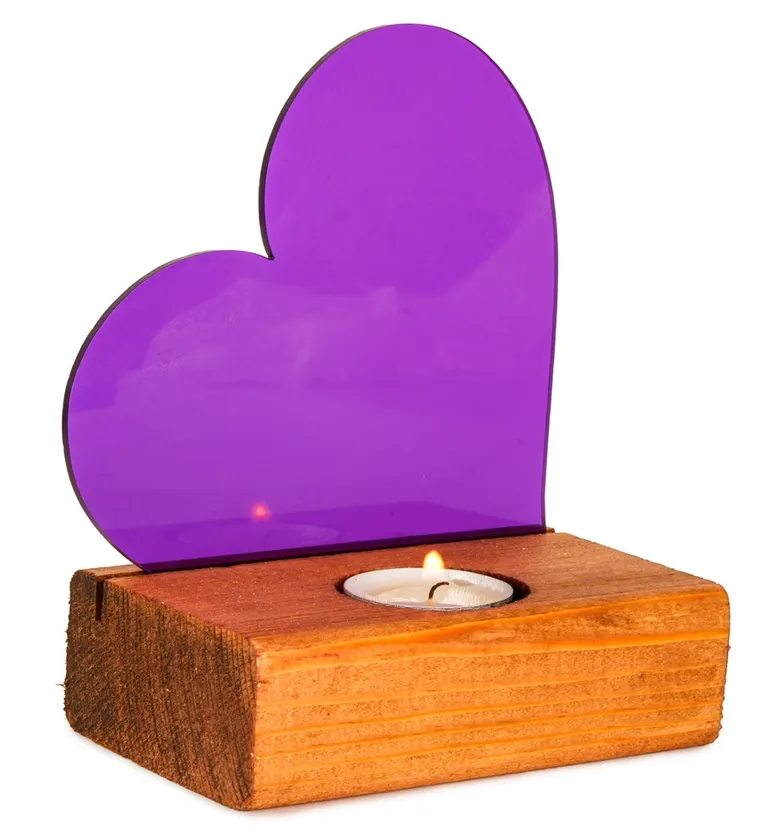 Mor Kalpli Pleksi Küçük Tealight Mum - Bitlis çiçek siparişi