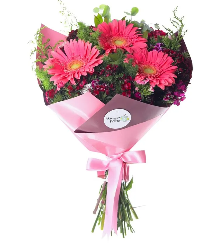 Pembe Gerbera Ve Hüsnüyusuf Buketi - Bitlis çiçek siparişi