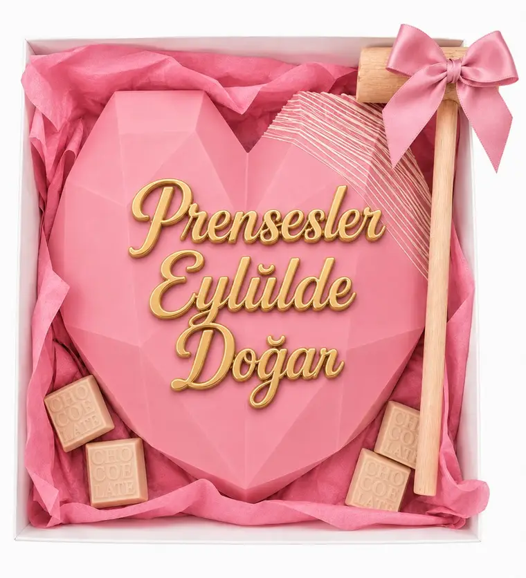 Pembe Kalp Pinyata Çikolata Kutusu - Bartın çiçek siparişi
