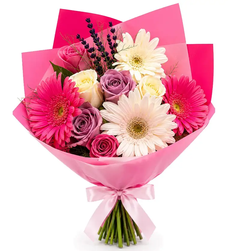 Renkli Güller ve Gerbera Buketi - Ağrı çiçek siparişi