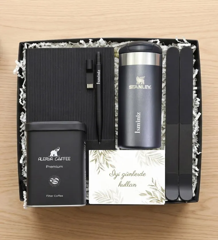 Stanley Termos Bilgisayar Standı USB Kalem Filtre Kahve 125 gr Defter Hediye Seti - Bitlis çiçek siparişi