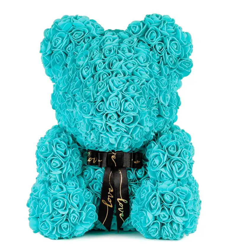 Teddy Rose Bear - Turkuaz Gül Ayıcık - Aksaray çiçek siparişi