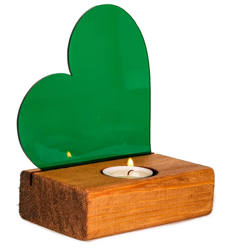 Yeşil Kalpli Pleksi Küçük Tealight Mum - Bitlis çiçek siparişi