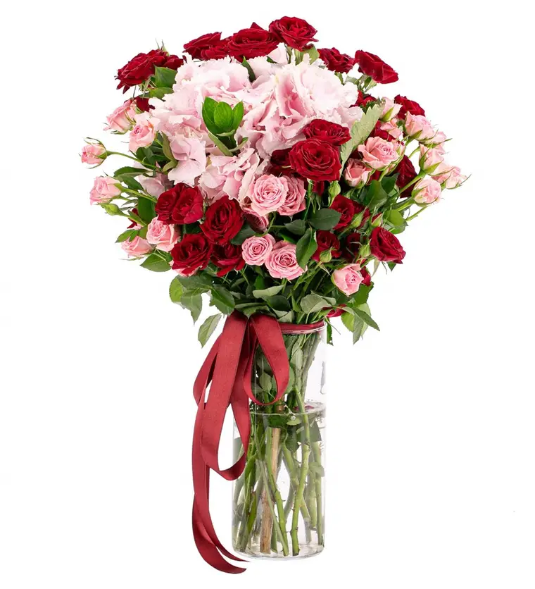 You Are My Flower - Mini Güller ve Pembe Ortanca Tasarım - Adana çiçek siparişi